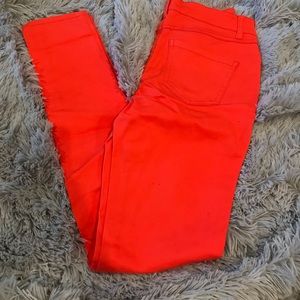 Orange skinny jeans
